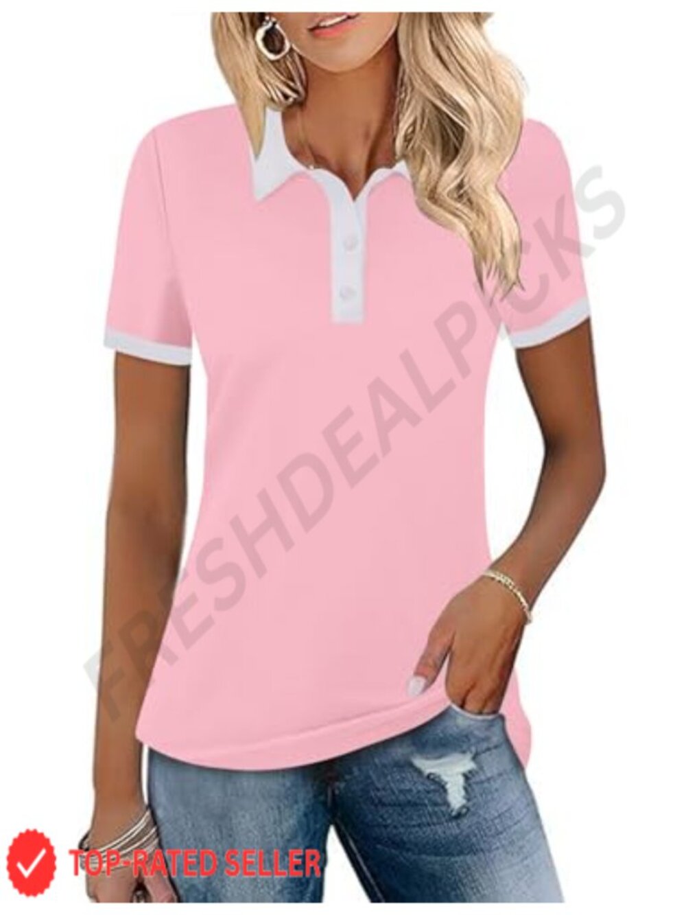 Womens Golf Polo Shirt Short Sleeve Collared Activewear Tennis Top